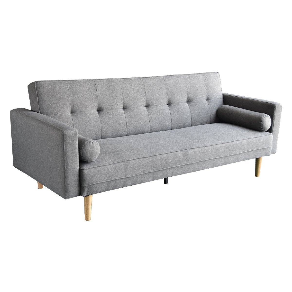 Madison Sofa Bed Lounge Couch Futon Furniture Home Light Grey Linen Suite