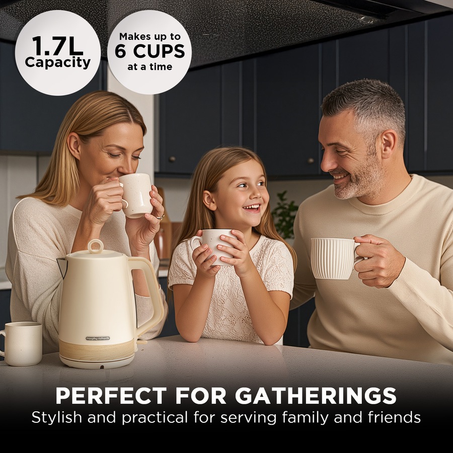 Morphy Richards Essence Scandi 1.7L Electric Kettle w/ Swivel Base BPA-Free Boil-Dry Protection & Scandinavian Design