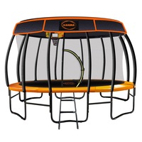 New 14ft Trampoline Free Safety Net Spring Rainbow Pad Roof Mat Ladder Basketball - Orange