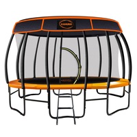 New 14ft Trampoline Free Safety Net Spring Rainbow Pad Roof Mat Ladder - Orange