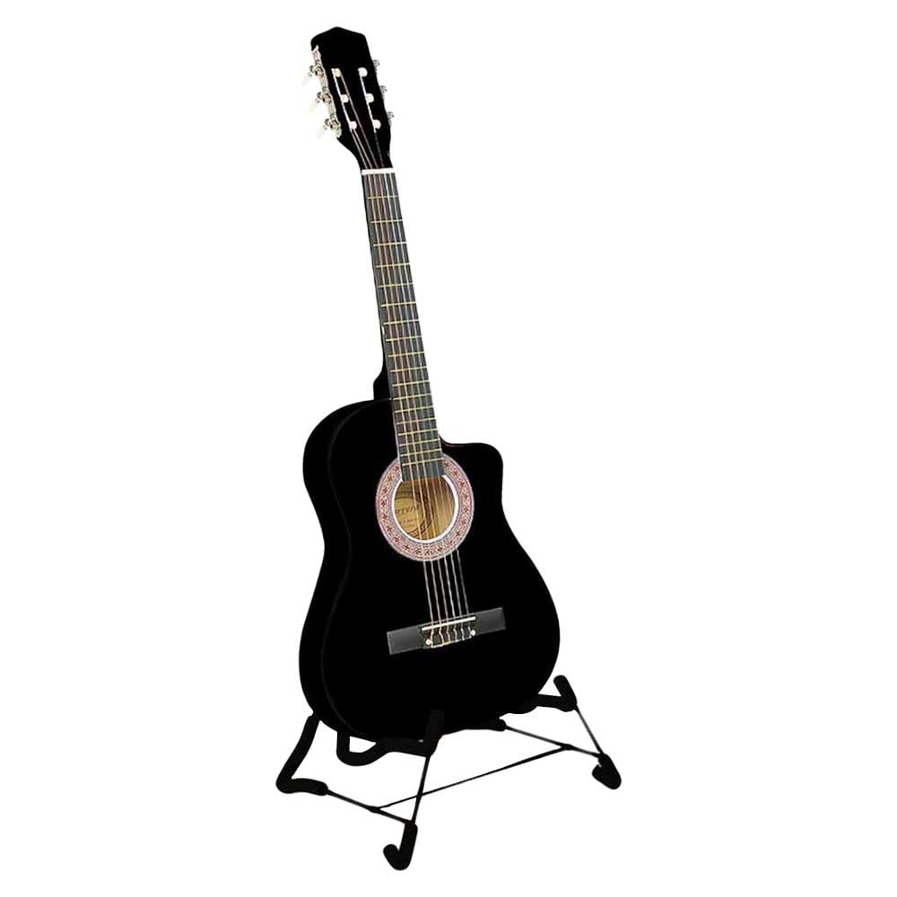 38in Black Karrera Acoustic Guitar With Pick Guard Bag Strap