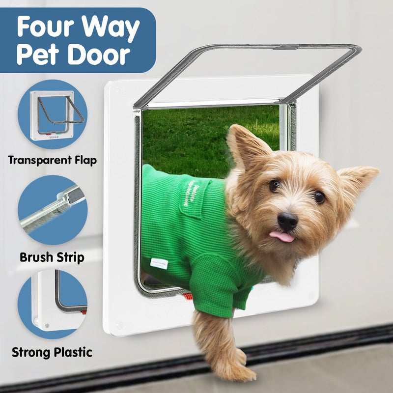 Buy New 4 Way Locking Dog Cat Doggy Flap Safe Security Safety Door Gate ...