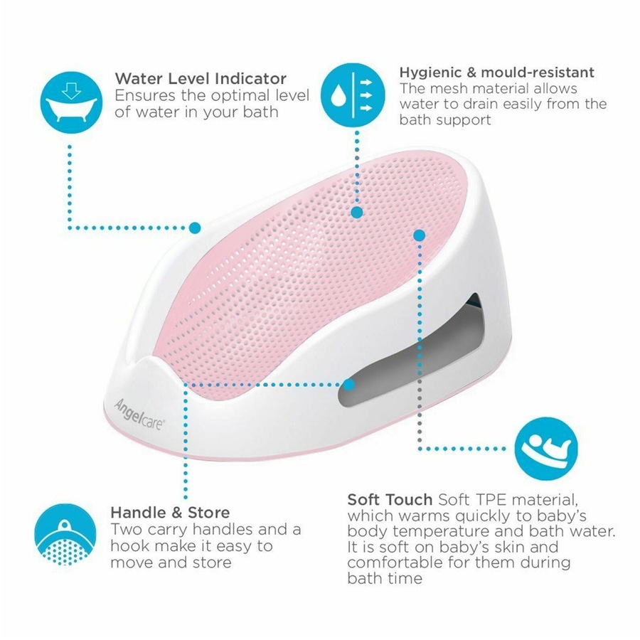 New Angelcare Baby Child Bath Support Soft Touch Shower Mini Seat - Pink