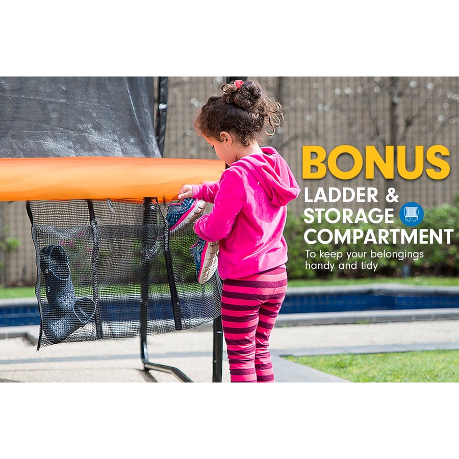 New Kids Gift Kahuna 14ft Trampoline Free Safety Net Spring Pad Mat Roof Orange/Blue