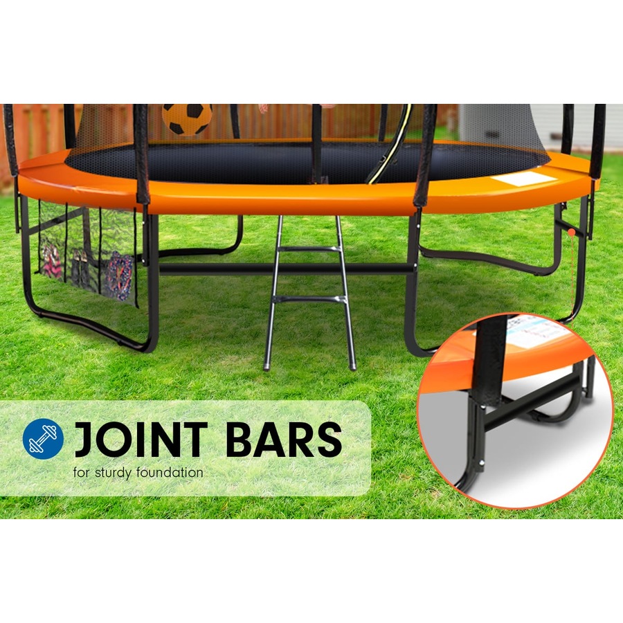 New Kids Gift Kahuna 14ft Trampoline Free Safety Net Spring Pad Mat Roof Orange/Blue