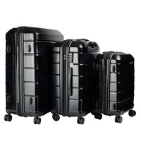 Olympus 3PC Artemis Luggage Set ABS+PC Hard Shell Trolley Suitcase - Jet Black 