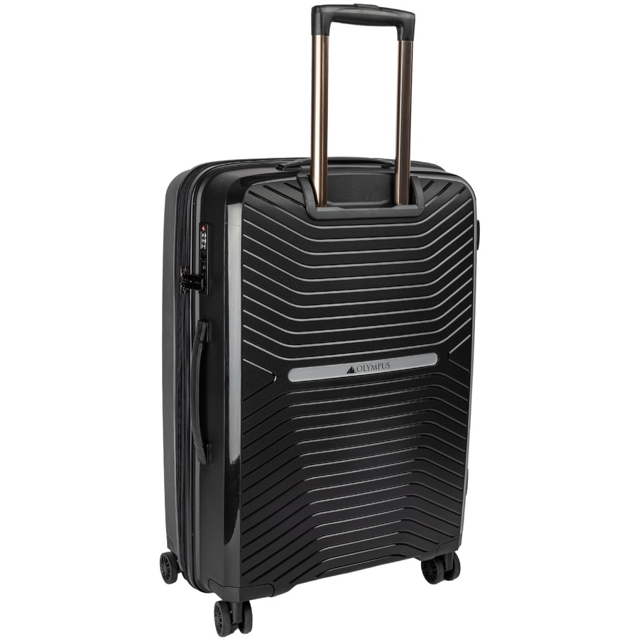 Olympus 3PC Astra Luggage Set Lightweight Polypropylene Hard Shell Trolley Suitcase - Obsidian Black