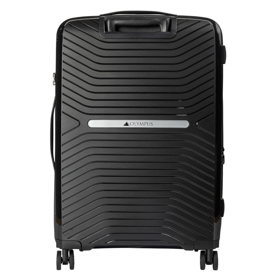 Olympus 3PC Astra Luggage Set Lightweight Polypropylene Hard Shell Trolley Suitcase - Obsidian Black