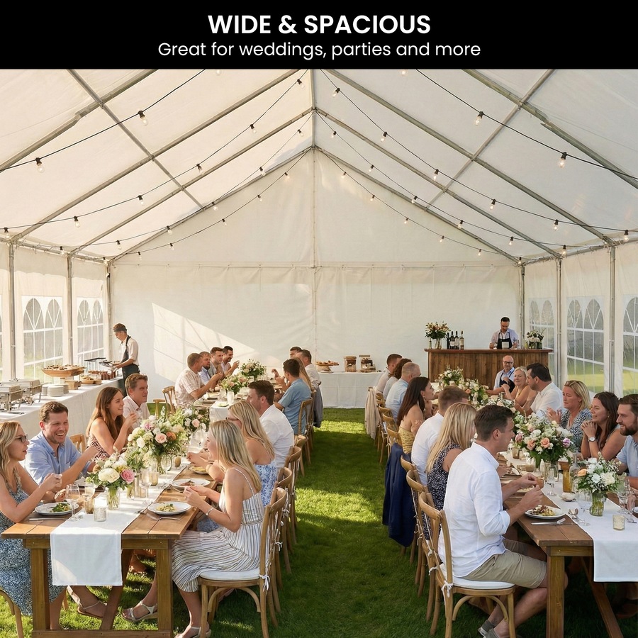 Huge 12m x 6m Outdoor Event Gazebo Party Tent Marquee Wedding Canopy Shade White