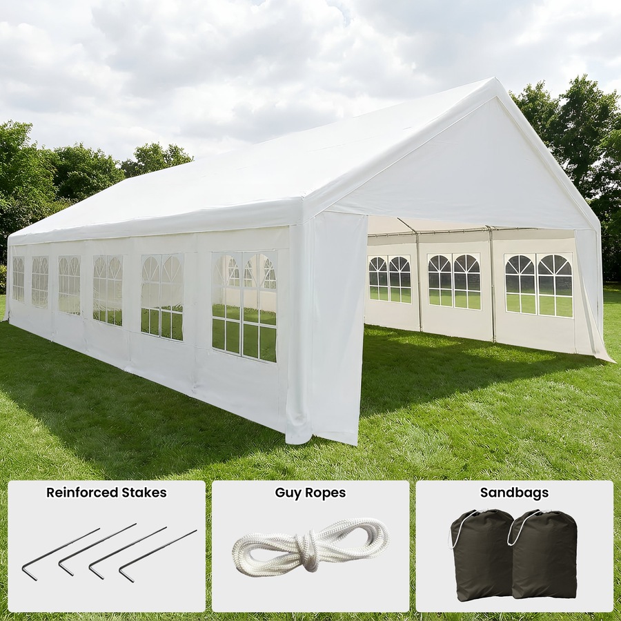 Huge 12m x 6m Outdoor Event Gazebo Party Tent Marquee Wedding Canopy Shade White