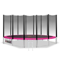 16ft Round Spring Trampoline Free Safety Outer Net pad mat ladder shoe Tidy Pink
