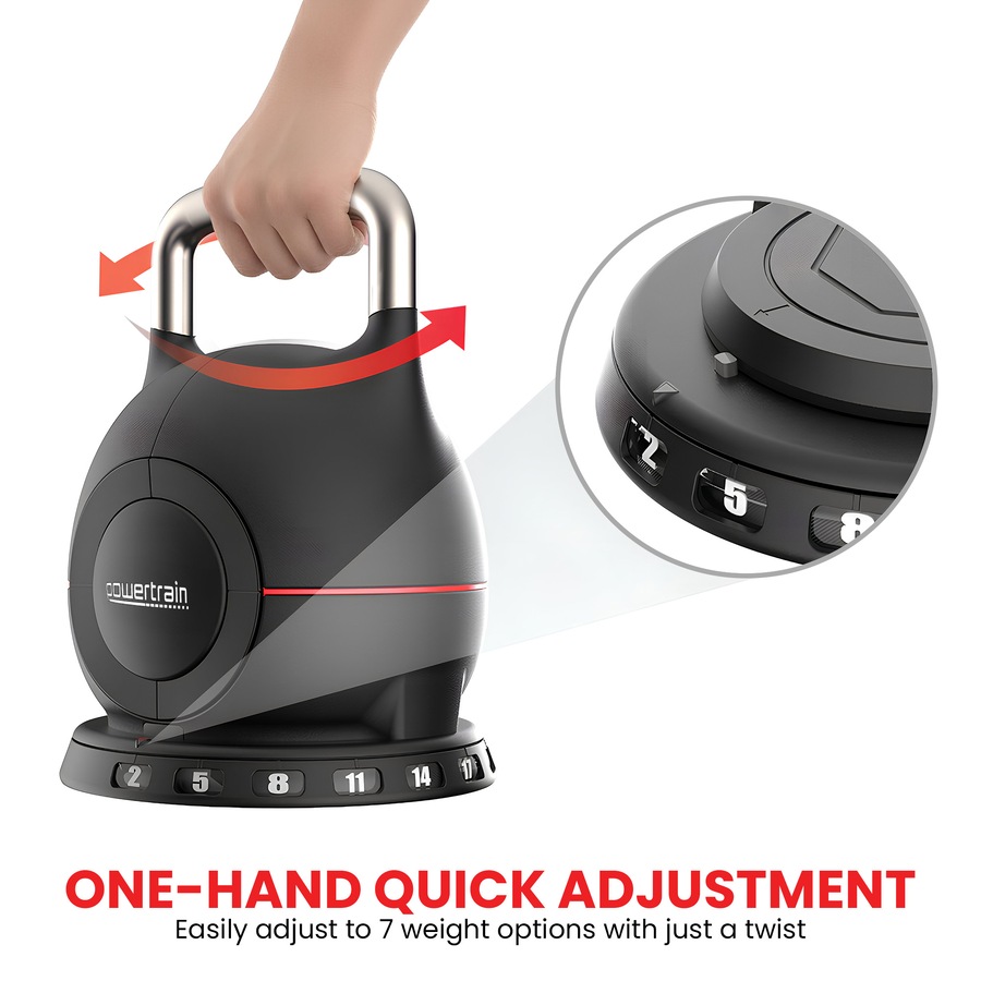 Powertrain 40kg Adjustable Kettlebell One Hand Adjustment Weight Set