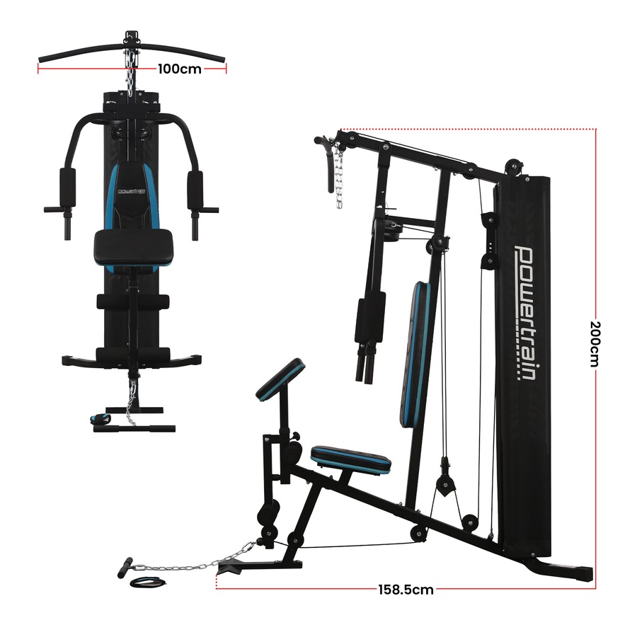 Buy Powertrain JX-300 Multi Station Home Gym 44kg Weight Stack Cable ...
