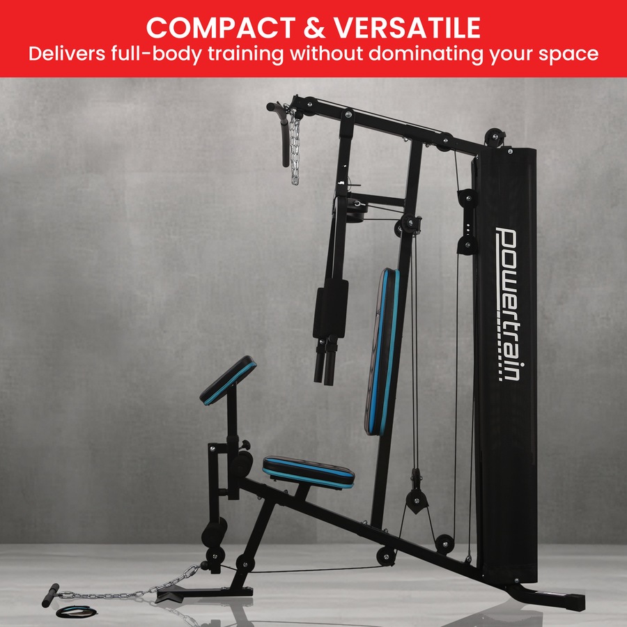 Buy Powertrain JX-300 Multi Station Home Gym 44kg Weight Stack Cable ...
