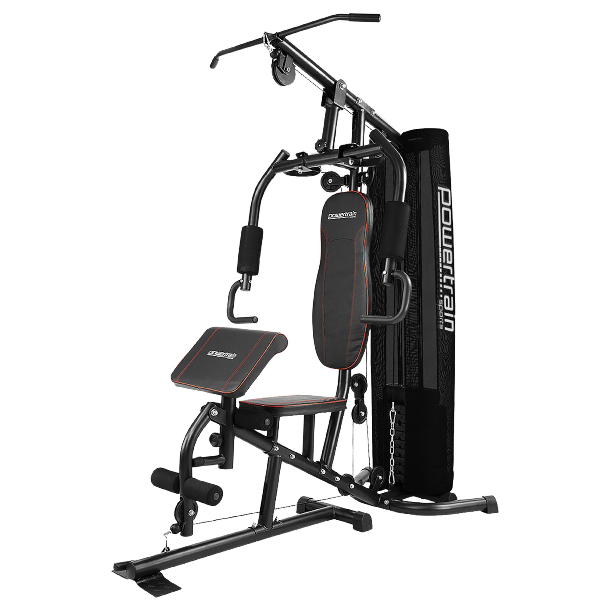 Powertrain Multi Station Home Gym with 68kg Weights Preacher Curl Pad Australia