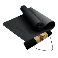 Powertrain TPE Yoga Exercise Mat Home Gym Pilates Floor Fitness 6mm Thick - Black