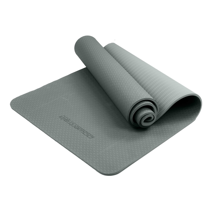 Powertrain TPE Yoga Exercise Mat Home Gym Pilates Floor Fitness 6mm Thick - Light Grey