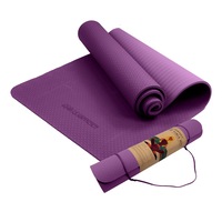 Powertrain TPE Yoga Exercise Mat Home Gym Pilates Floor Fitness 6mm Thick - Purple