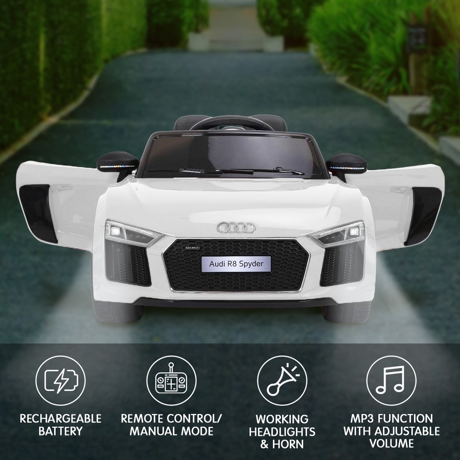 Kahuna Audi R8 Spyder Licensed Kids Ride On Electric Car with Remote Control- White