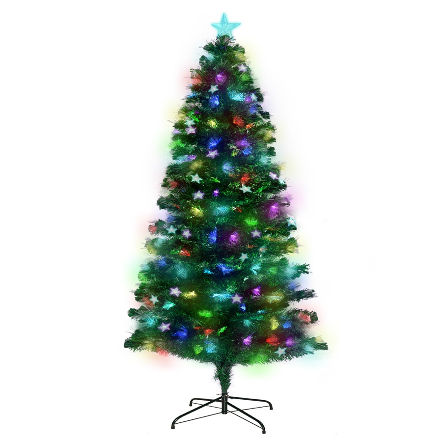 Christabelle Fibre Optic Christmas Tree 1.5m Pre Lit with Stars Xmas Decoration