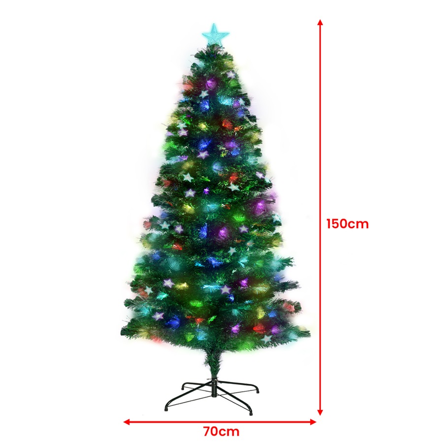 Christabelle Fibre Optic Christmas Tree 1.5m Pre Lit with Stars Xmas Decoration