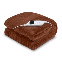 Laura Hill Heated Electric Blanket Throw Rug Warm Fleece Winter Brown