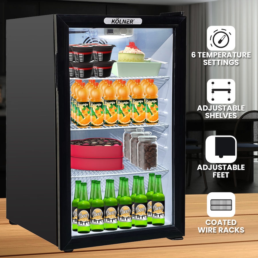 Kolner 100L Mini Bar Fridge Glass Door Beverage Cooler Drinks Refrigerator