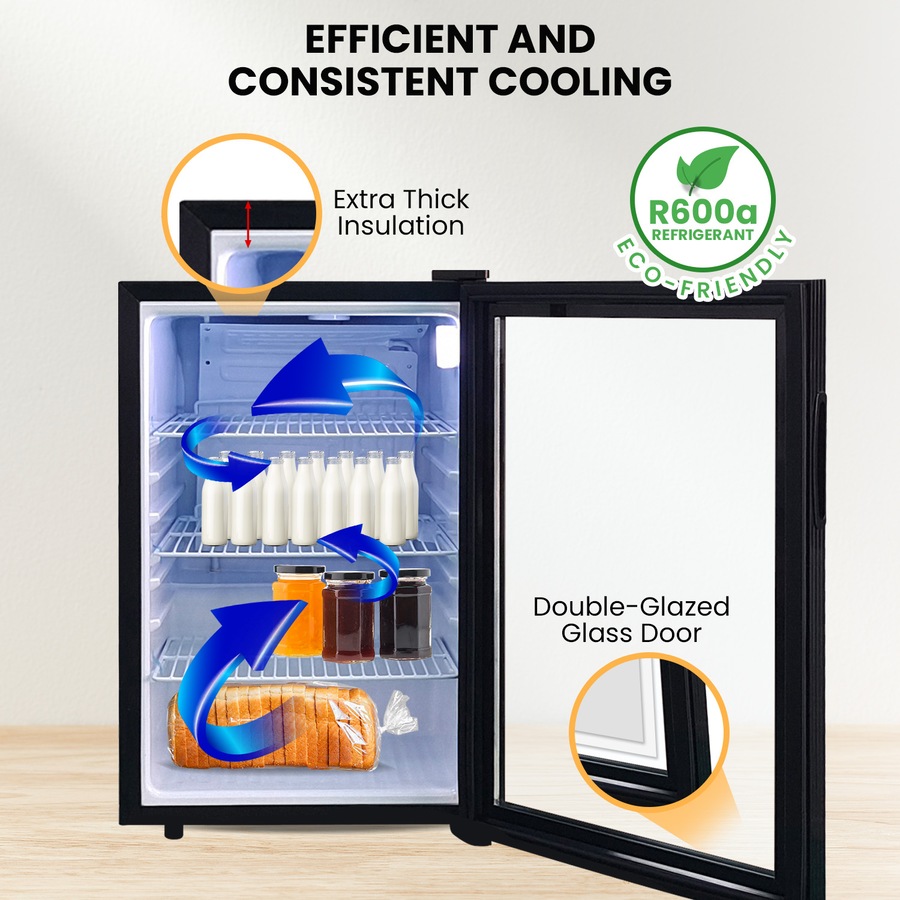 Kolner 100L Mini Bar Fridge Glass Door Beverage Cooler Drinks Refrigerator