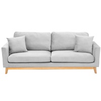 Sarantino 3 Seater Faux Velvet Sofa Bed Couch Furniture Light Grey