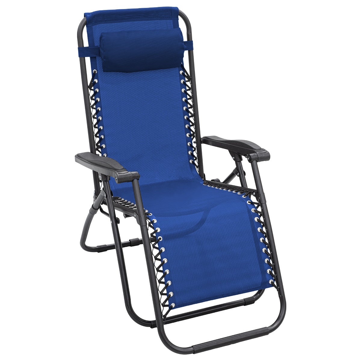 Zero Gravity Reclining Deck Lounge Sun Beach Chair Outdoor Folding Camping - Blue