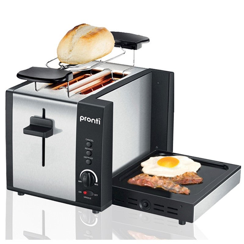 Pronti 3-in-1 Toaster Griddle Hot Plate Electric 2 Slices Grill Rcm Approved