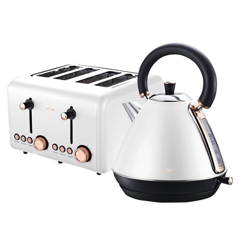 Buy Pronti Rose Trim Collection Toaster & Kettle Bundle White MyDeal