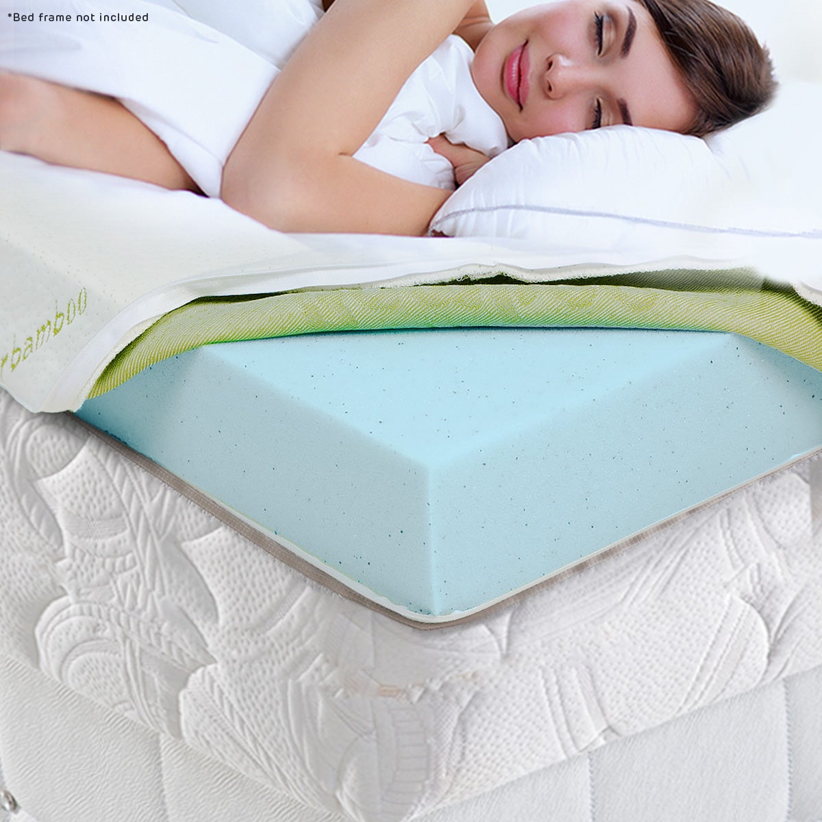 Cool Gel Memory Foam Mattress Topper Bamboo Fabric Cover Ecologic Queen