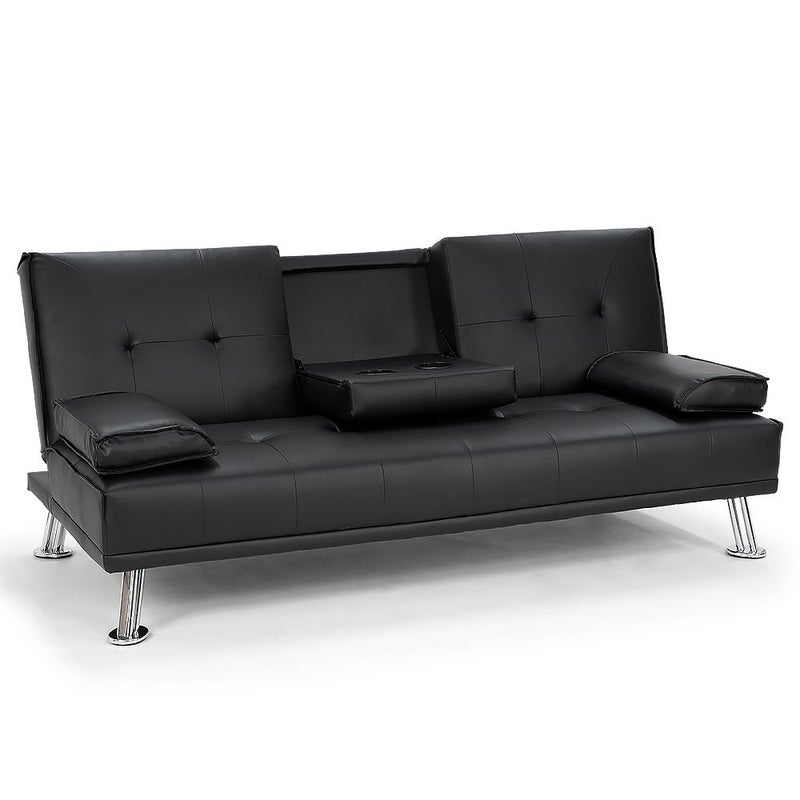 Rochester Faux Leather Sofa Bed Lounge, Faux Leather Sofa Bed With Cup Holder