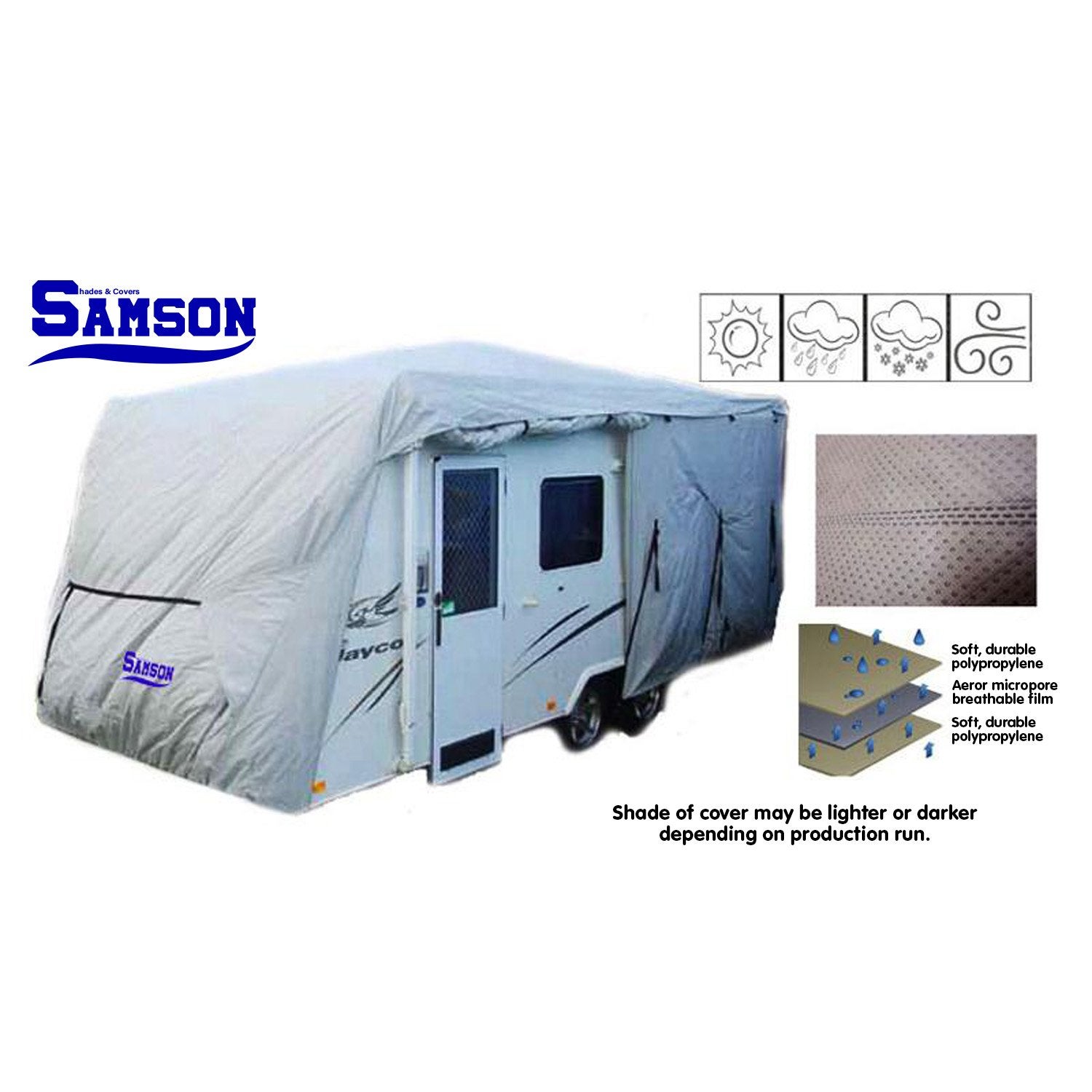 Samson 16ft To 18ft Caravan Cover With Side Zip Campervan 17ft