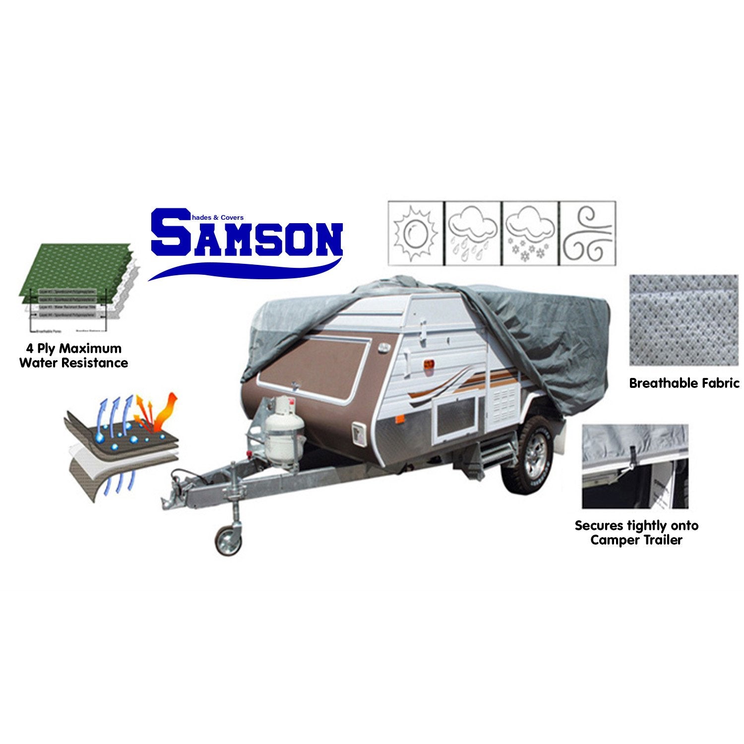 Samson Trailer Camper Cover Uv & Rain Size 14-16ft Multilayer Suitable For Jayco