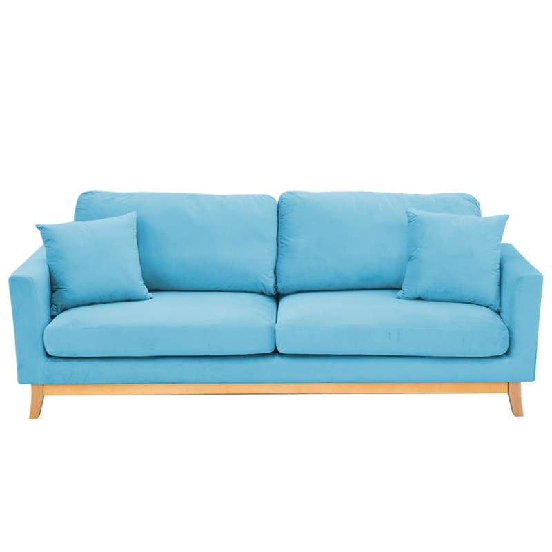 Buy Sarantino 3 Seater Faux Velvet Sofa Bed Couch Furniture Blue MyDeal