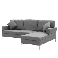 Sarantino Linen Fabric Sofa Couch Corner Lounge L-shaped with Left Chaise - Dark Grey