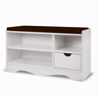 Shoe Cabinet Rack Storage Organiser Shelf Stool Bench Wood Ottoman - Brown