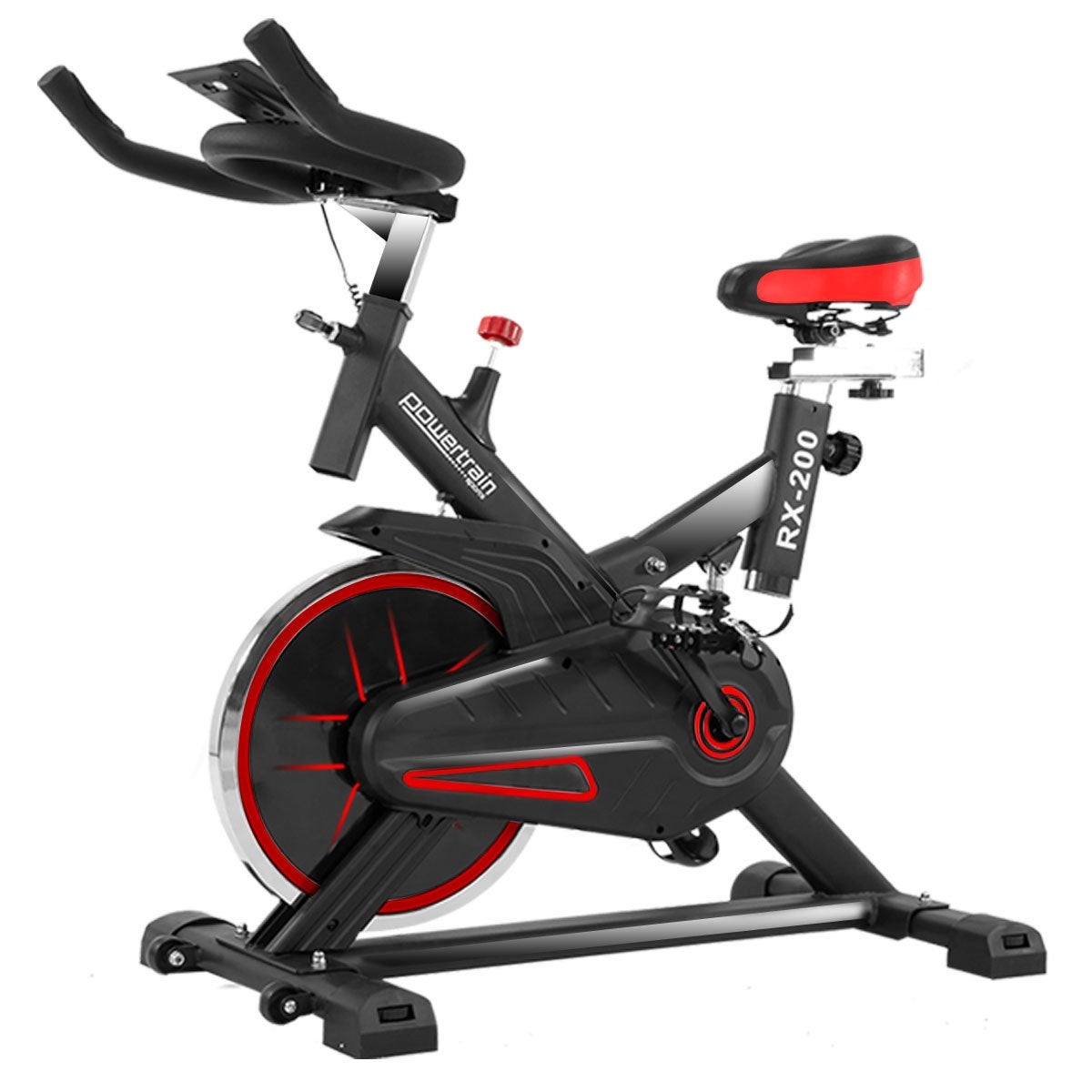 PowerTrain RX-200 Exercise Spin Bike Cardio Cycle Fitness Equipment - Red