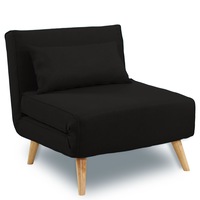 Suede Corner Sofa Bed Comfortable Chair Single Seater Adjustable Suite Black