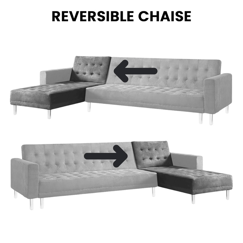 Suede Corner Sofa Bed Couch with Chaise Grey Buy Sofas & Sofa Beds