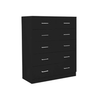Sarantino Tallboy Dresser 6 Chest Of Drawers Cabinet 85 x 39.5 x 105 in Black