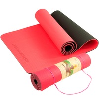 Powertrain TPE Yoga Exercise Mat Home Gym Pilates Floor Fitness 8mm Thick Red