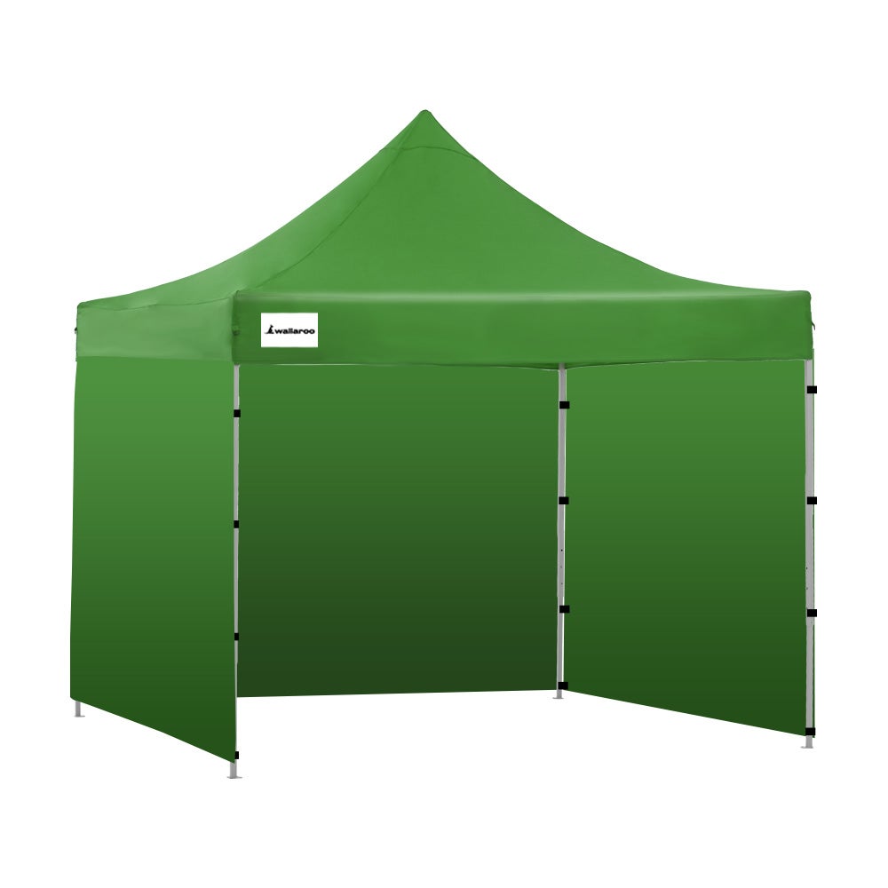3m x 3m Wallaroo Pop Up Outdoor Gazebo Folding Tent Party Marquee Shade Canopy Green