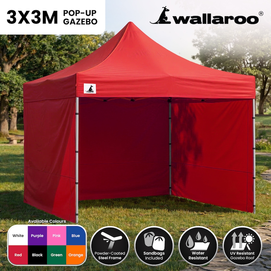 Wallaroo 3x3m Pop-up Outdoor Gazebo Market Tent Shade Folding Canopy Event