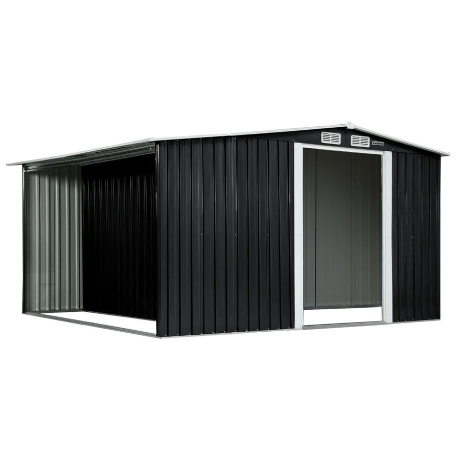Wallaroo 6x8FT Garden Shed Semi-Close Storage - Black