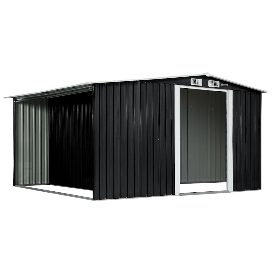 Wallaroo 6x8FT Garden Shed Semi-Close Storage - Black