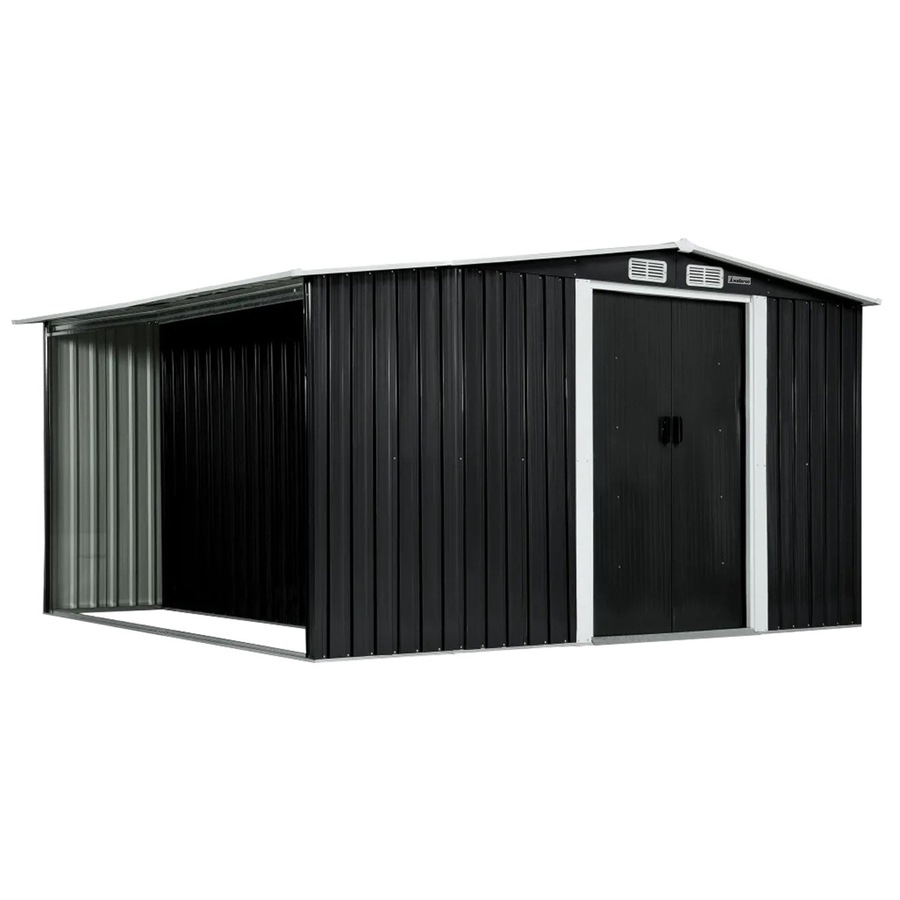 Wallaroo 6x8FT Garden Shed Semi-Close Storage - Black