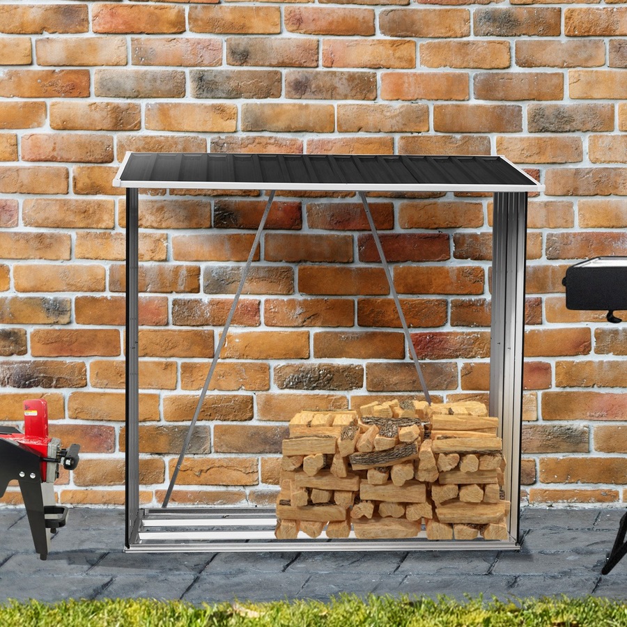 Wallaroo Galvanized Steel Wood Storage Shed - Black